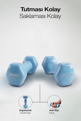 Proforce Vdb Dışı Vinil Kaplı Içi Çelik Döküm Ağırlık Dambıl 3 Kg