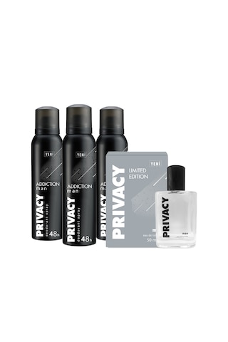 Privacy Limited Edition Erkek Parfüm EDT 50 ML + Addiction Erkek Deodorant 3 x 150 ML