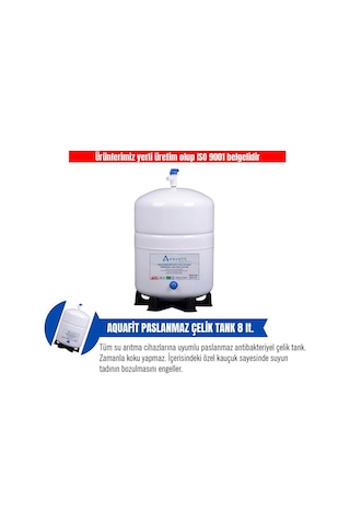 Su Arıtma Cihazı 8 Lt. (2,2 GALON) Paslanmaz Metal Tank - Tank Vanası Ve Ayak
