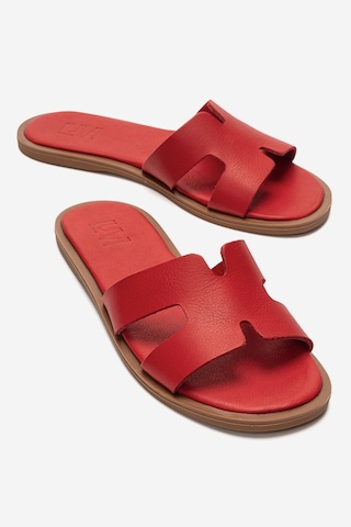 Luvishoes Bıora Kırmızı Hakiki Deri Kadın Terlik