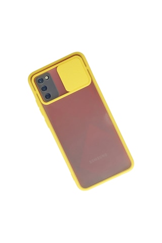 Newface - 904 - Samsung Galaxy A02s Kılıf Palm Buzlu Kamera Sürgülü Silikon - Matxzngz - - Sarı
