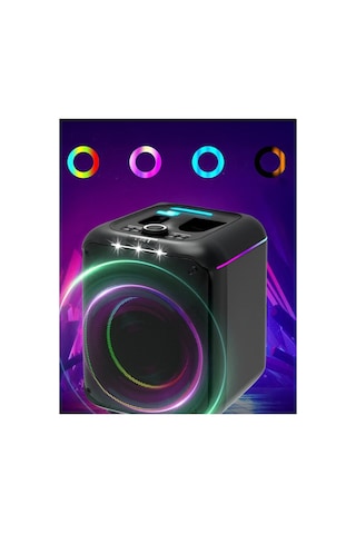 Konfulon - 205 - F39 25w Sürücülü Rgb Işıklı 2 Adet Mikrofonlu Bluetooth 5.3 Kablosuz Hoparlör - Csmo-tex - Siyah