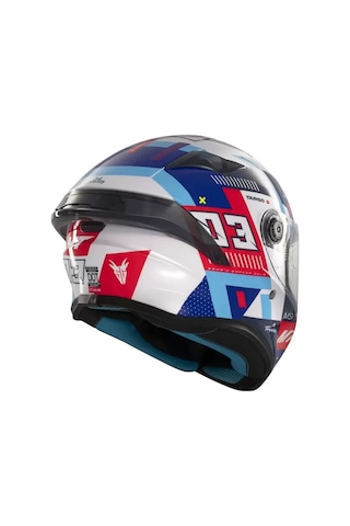 Mt Helmets Targo S D7 Mavi Sergio Garcia Motosiklet Kaskı Beyaz Mavi