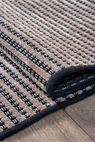 Bej Şönil Kilim Salon Oturma Çocuk Odası Hasır Yıkanabilir Yolluk Kaymaz Taban Halı Siyah Bej