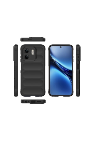 Noktaks - İnfinix Uyumlu İnfinix Hot 50i 4g - Kılıf Esnek Tpu Oyuklu Arka Yüzey Tasarımlı Koruyucu Etnik Silikon Kapak - Siyah T37000 Siyah