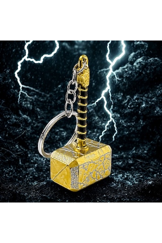Metal Çekiç Anahtarlık Şık Tasarım Dayanıklı Anahtar Süsü 8x3.5 Cm Altın