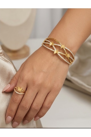 Kelebek Kelepçe Ayarlanabilir Çelik Yüzük Gümüş - Rose Gold Kelebek Kelepçe Ayarlanabilir Çelik Yüzük Gümüş - Rose Gold