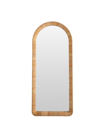 Mudo Home Rıvona Hasır Duvar Aynası 61x5x140 Cm Bej