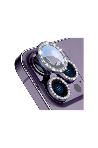 Buff İphone Uyumlu 14 Pro / 14 Pro Max Diamond Lens Koruyucu Mor