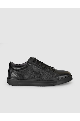 Cabani Erkek Siyah Hakiki Deri Günlük Sneaker Ayakkabı