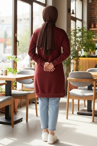 Bestenur Armalı Yırtmaç Detay Tunik 1665 - Bordo Bordo