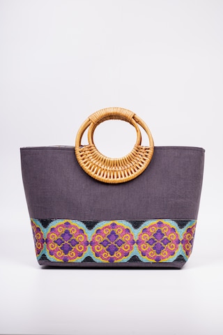 Fabric Craft Bag Kadın El Çantası Denim Etnik Bordürlü Mavi