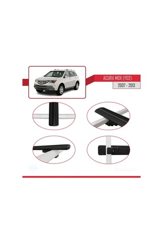 Acura Mdx Yd2 2007-2013 Arası İle Uyumlu Basic Model Ara Atkı Tavan Barı Siyah 3 Adet