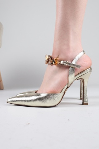 Birikon Viacha Kelebek Tokalı Arkası Açık Stiletto Gold-8768