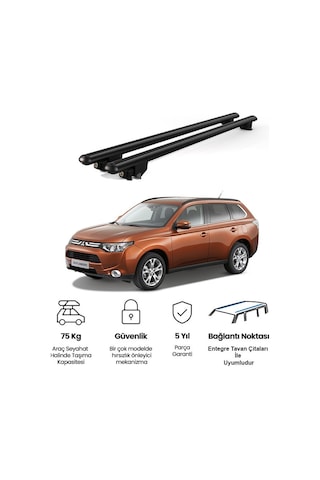 Kanca Mıtsubıshı Outlander 2013 Ve Sonrası Uyumlu Siyah Kilitli Ara Atkı 130cm Port Bagaj Tavan Barı