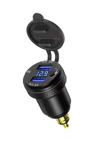 Boatshop1 Çift Hızlı Yeşil Işık 3.0 Usb Şarj Cihazı Led Ekranlı Alüminyum Dın Hella Fiş 12v 24v Bmw Ducati Triumph Mavi Sarı Portlu Güç Adaptörü