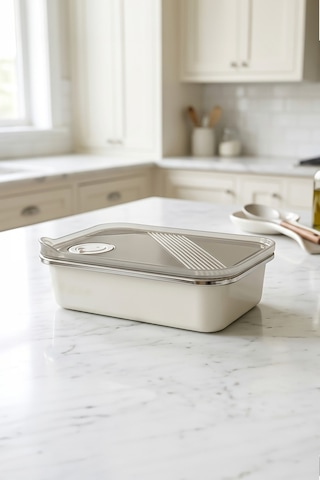 2'li Stainless Paslanmaz Çelik Vakumlu Saklama Kabı,fırın Ve Kek Kabı 800 Ml Lunch Box Gri