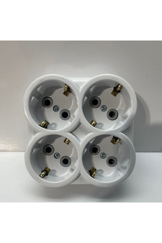 De-pa 4'lü Topraklı Kare Grup Priz Kablosuz Klemensli kablosuz