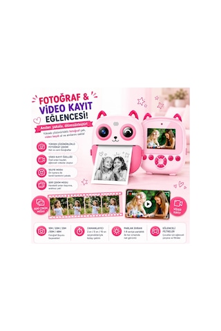 Robeve Anında Baskılı Termal Yazıcılı Fotoğraf Makinesi 3 Beyaz Kağıtlı