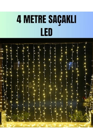 4 Metre Yılbaşı Şelale Led Perde Işık Ev Bahçe Dekor Çok Renkli