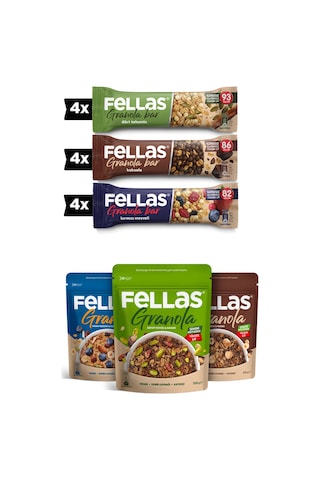 Granola 3'lü Mix Paket + Granola Bar Protein Kaynağı 23 G Karma Kutu 3 X 4 Adet