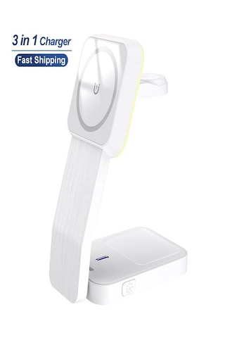 Çelikwork AW18 3 İn1 15 W Mıknatıslı Kablosuz Şarj Standı Beyaz