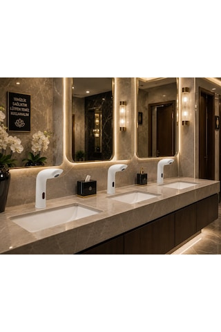 Perla Tek Su Fotoselli Beyaz Lavabo Bataryası Acar 01.02.208b Altın