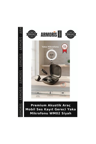 Premium Akustik Araç Mobil Ses Kayıt Gereci Yaka Mikrofonu Wm02 Siyah