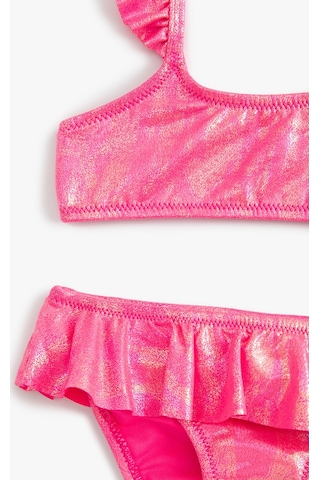 Koton Bikini Takımı Parlak Askılı Fırfırlı Fuşya 4skg00011mm Fuşya