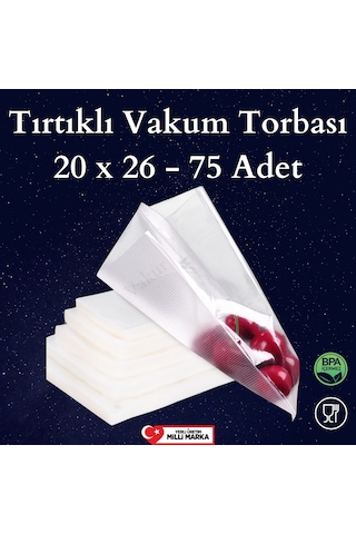 Tırtıklı Vakum Makinesi Poşeti Torbası- 20X25 Cm - 75 Adet