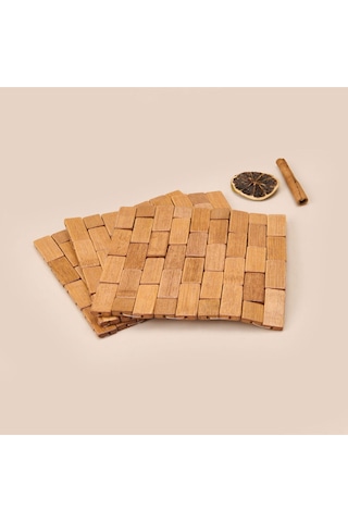 Mucit Home 1 Adet Bambu Damalı Nihale Sağlıklı Bambu Açık Kahverengi