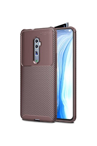 Oppo Reno 10x Zoom Kılıf Zore Negro Silikon Kapak Kahverengi