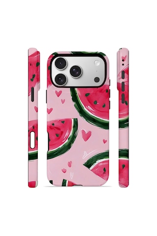 Apple iPhone Uyumlu 17 Pro Max Vorian Çift Katmanlı Magsafe Kılıf Watermelon Hearts