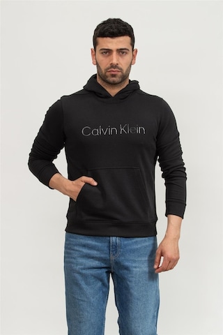 Calvin Klein 00gmf4w302bae-pw - Sweat Hoodıe Erkek Siyah Kapüşon Yaka Normal Kalıp Sweatshirt Siyah