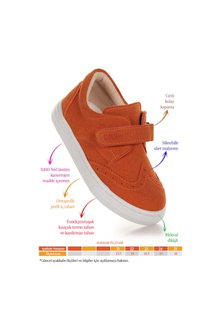 Kiko Kids Richie Cırtlı İlk Adım Günlük Erkek Bebek Casual Ayakkabı Turuncu Turuncu