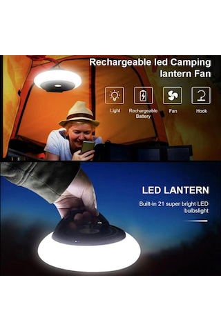 Honmex Siyah Tahtaçıklı Led Işıklı Kamp Fanı - 3600mah Li-pil İle Taşınabilir, Hız Ve Parlaklık Ayarlanabilir