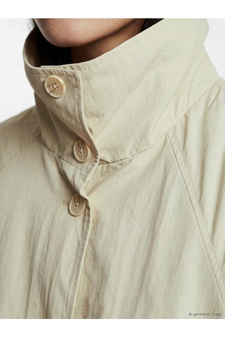 Lcw Vision Bej Dik Yaka Oversize Kadın Mont