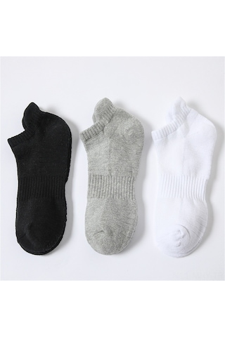 Monyee Erkekler İçin Pamuklu 8 Çift Paketli Spor Çorap - Teri Emici, Kokudan Koruyucu, Ağ Desenli Kısa Bilekli Beyaz