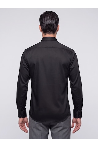 White Stone Siyah Non-ıron Pamuklu Dynamic Fit Erkek Uzun Kollu Gömlek
