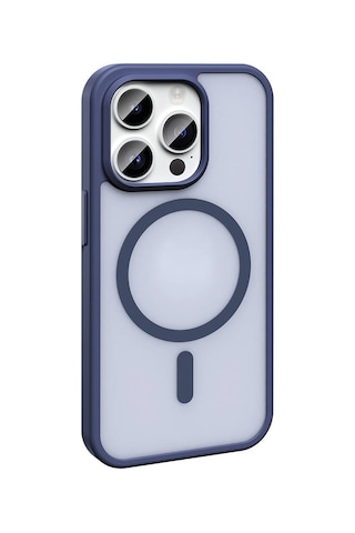 Goocamp Apple Uyumlu iPhone 14 Pro Kılıf Magsafe Şarj Özellikli Mat Arka Yüzey Sio Kapak-lacivert Lacivert