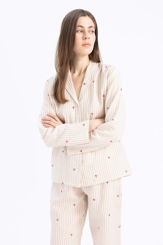 DeFacto Pijama Yaka Müslin Pijama Üstü-Fall in Love E3111AX25SPER118