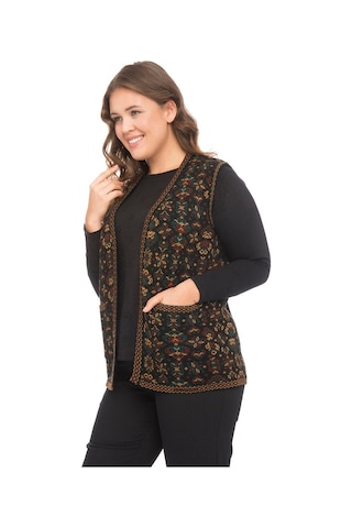 Uludağ Triko Kadın Çiçek Desen Kilim Yelek / Ana