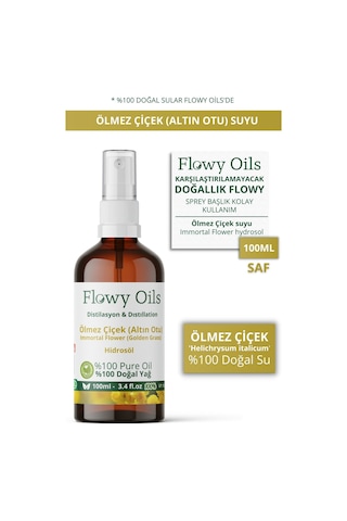 Flowy Oils Ölmez Çiçek + Altın Otu Suyu Cam Şişe 100 ML