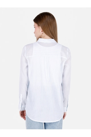 Colin's Colins Regular Fit Shirt Yaka Desenli Mavi Kadın Uzun Kol Gömlek Cl1068907 Q1.v1 Lbl Açık Mavi
