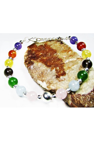 925 Ayar Gümüş A Kalite Doğa Taş Çakra Kadın Bileklik