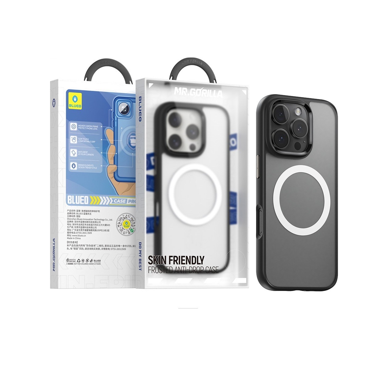 Apple Uyumlu iPhone Blueo 16 Pro Siyah Skin friendly Anti drop Magnetic