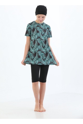 Yeşil Kız Çocuk Mayo Havuz Mayo Deniz Mayo Kısa Kol Çocuk Mayosu Yeşil