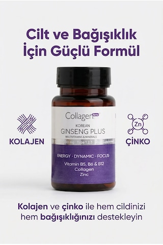 Collagen Forte Platinum Ginseng Plus Multivitamin & Mineraller Collagen Tip 1-2-3 30 Kapsül