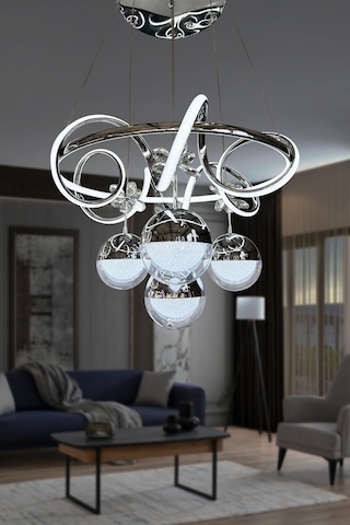 Kuzey İthal Küre 4 Toplu Led Avize - - Kumandasız / Krom Krom