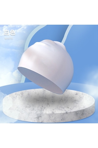 Aurora Çocuk Silikon Düzşapka Su Geçmez Düz Renk Büyük Meşap Kası Beyaz